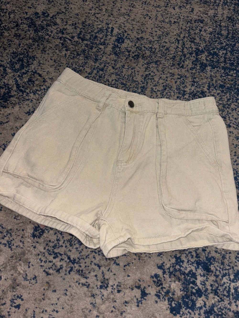 High-Rise Cream Cargo Shorts for Women
